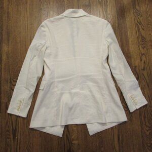 EUC THEORY Crepe blazer Cream fitted long stretch linen Jacket Women's 6